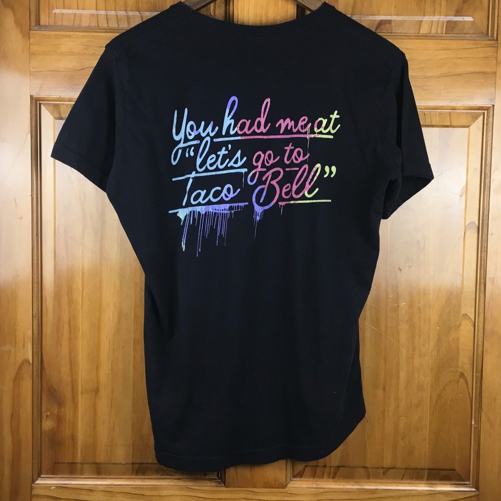 Taco Bell Womens M Black Rainbow T-Shirt Pop Cuture Retro Style Streetwear